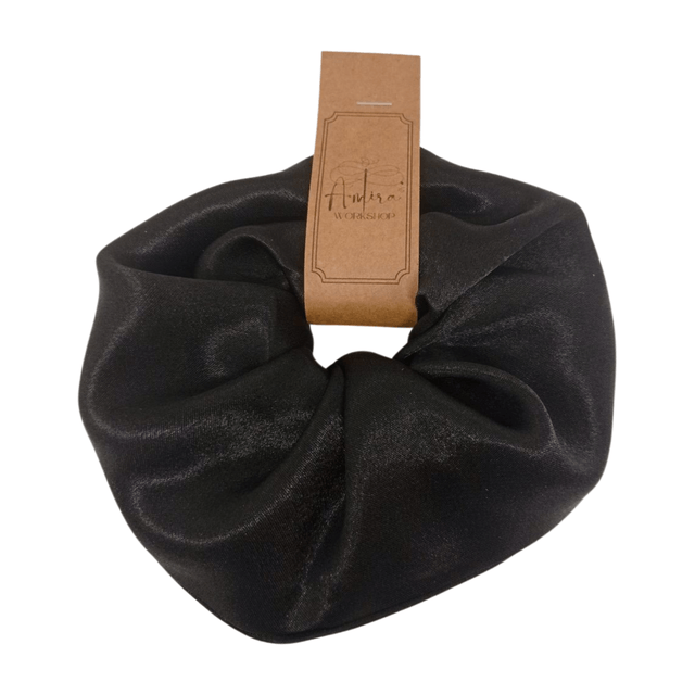 Chouchou Extra large en satin upcyclé - noir