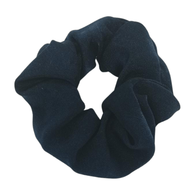 Chouchou classique en satin upcyclé - bleu marine 