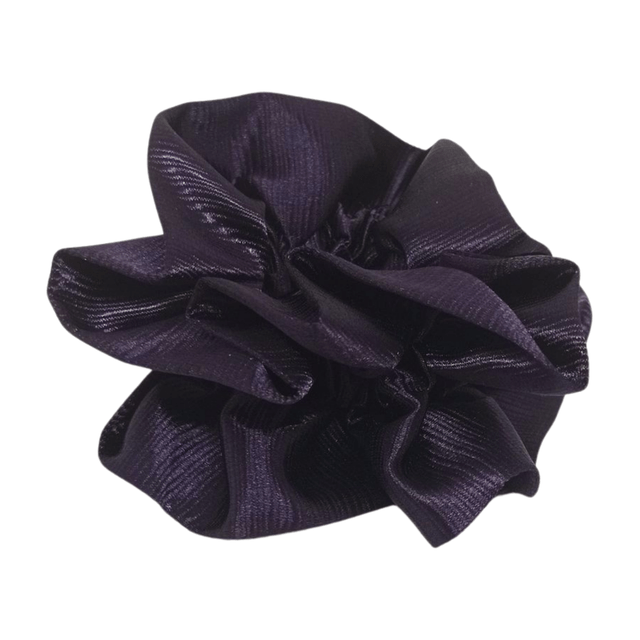 Chouchou à volants en satin upcyclé - violet texturé 