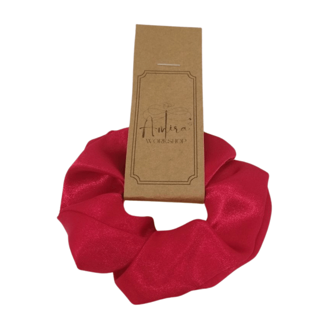 Chouchou classique en satin upcyclé - rouge