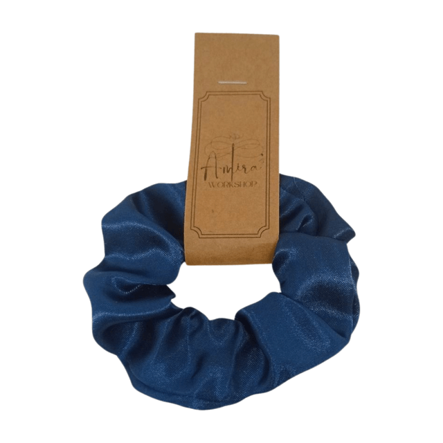 Chouchou classique en satin upcyclé - bleu électrique 