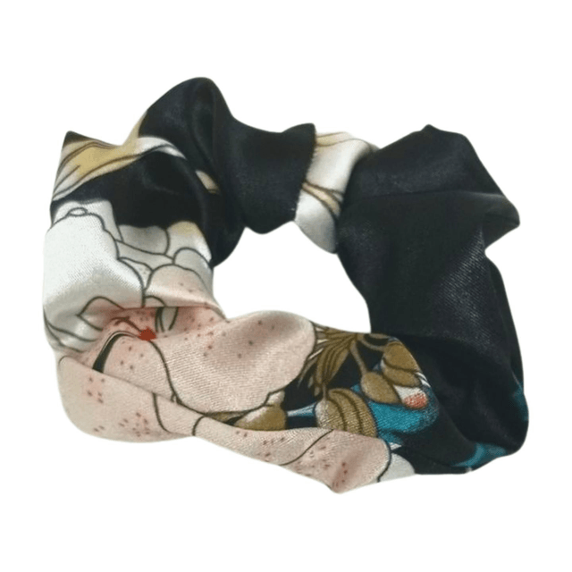 Chouchou classique en satin upcyclé - imprimé floral