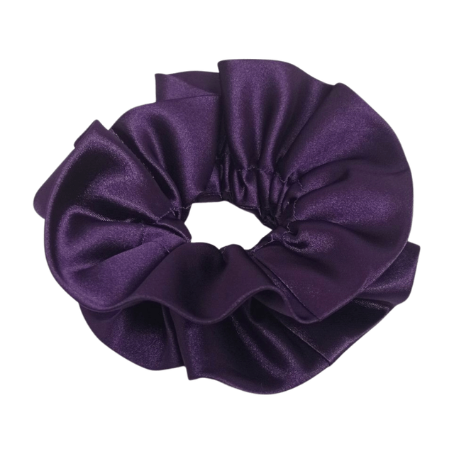 Chouchou à volants en satin upcyclé - violet 