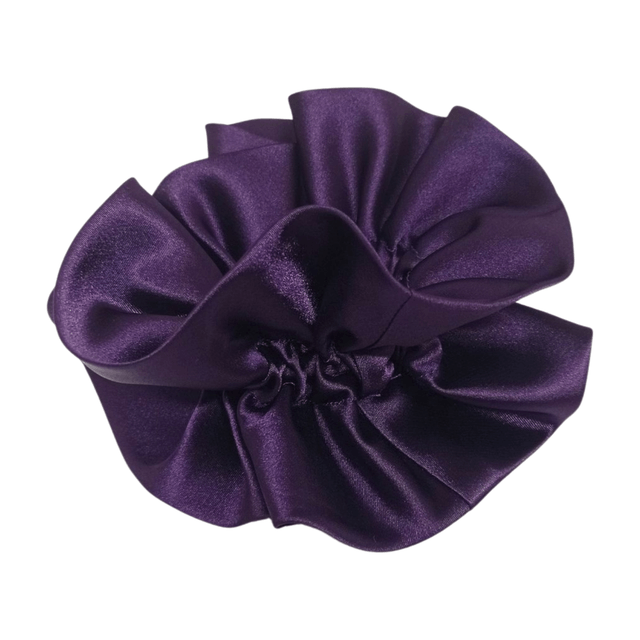 Chouchou à volants en satin upcyclé - violet 