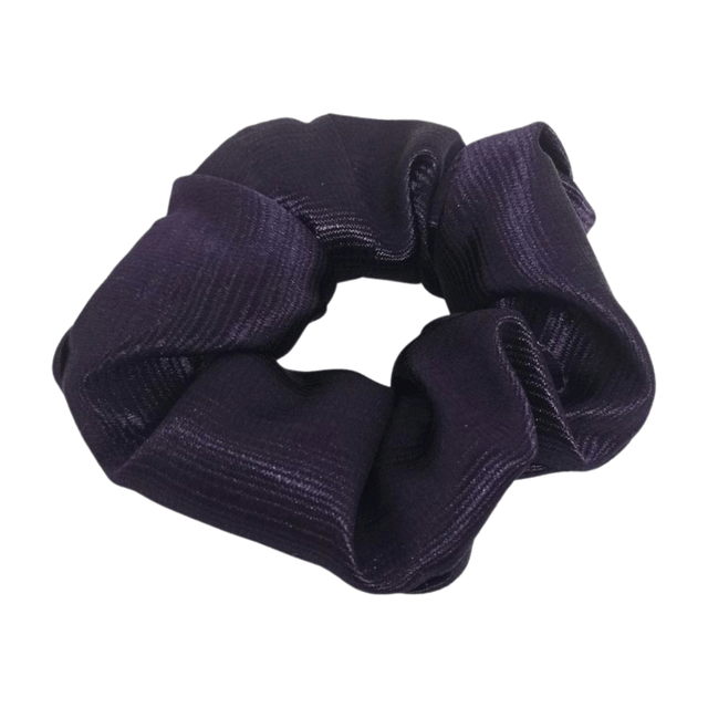 Chouchou classique en satin upcyclé - violet  texturé 