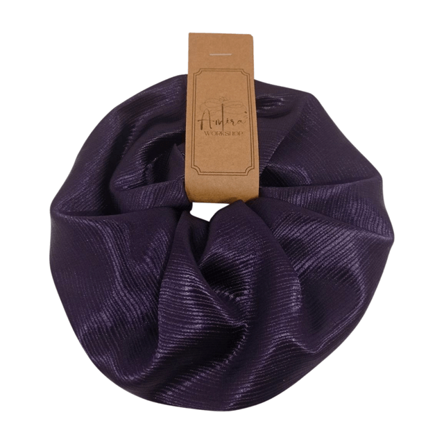 Chouchou Extra large en satin upcyclé - violet  texturé 