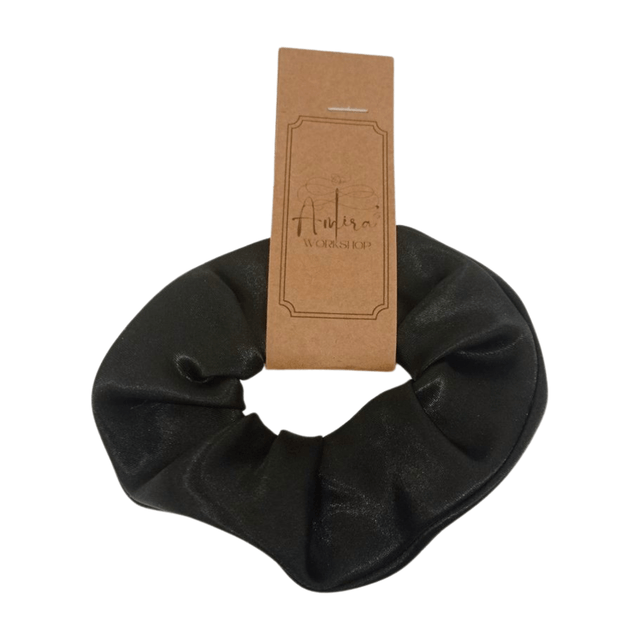 Chouchou classique en satin upcyclé - noir