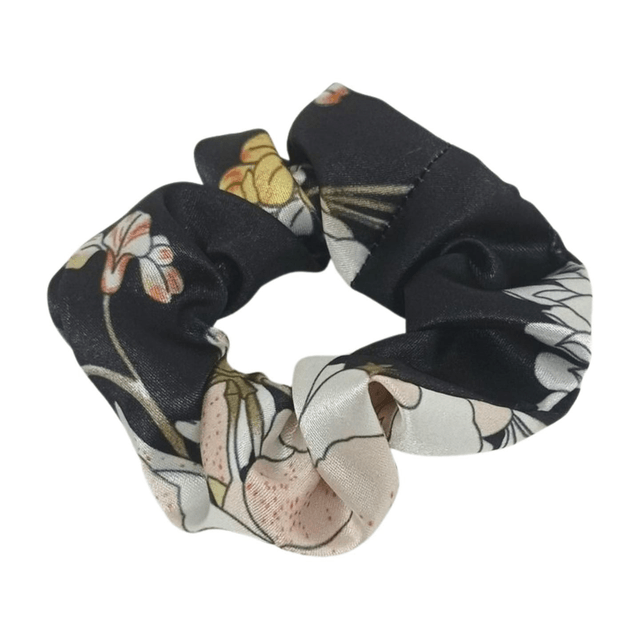 Chouchou classique en satin upcyclé - imprimé floral