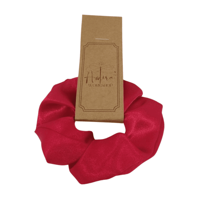 Chouchou classique en satin upcyclé - rouge