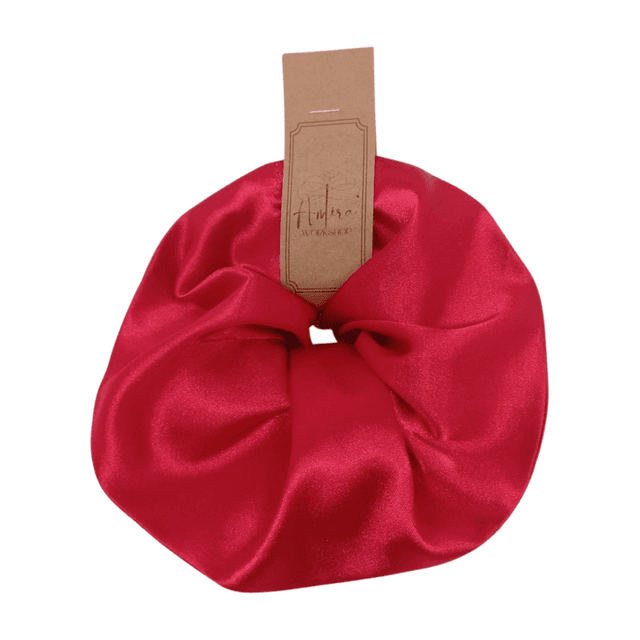 Chouchou Extra large en satin upcyclé - rouge