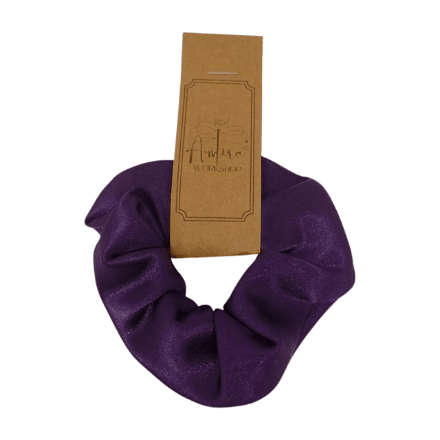 Chouchou classique en satin upcyclé - violet 