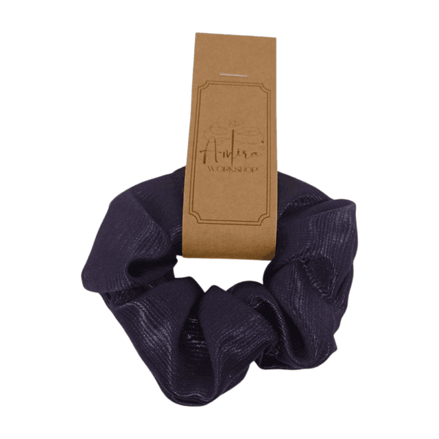 Chouchou classique en satin upcyclé - violet  texturé 