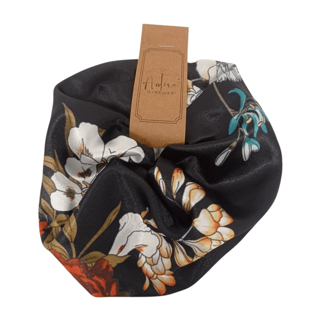 Chouchou Extra large en satin upcyclé - imprimé floral