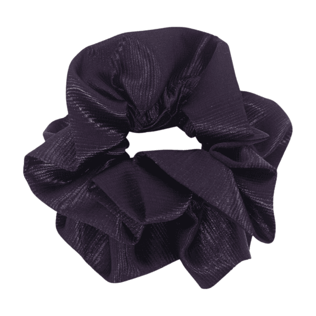 Chouchou à volants en satin upcyclé - violet texturé 